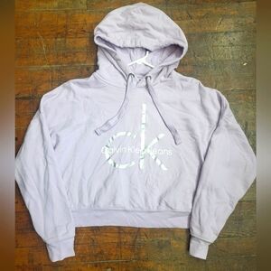 Calvin Klein Women's M Lavender Cropped Hoodie Sweater